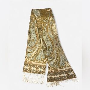 Multi-coloured paisley print scarf from Precious Fibers vintage y2k